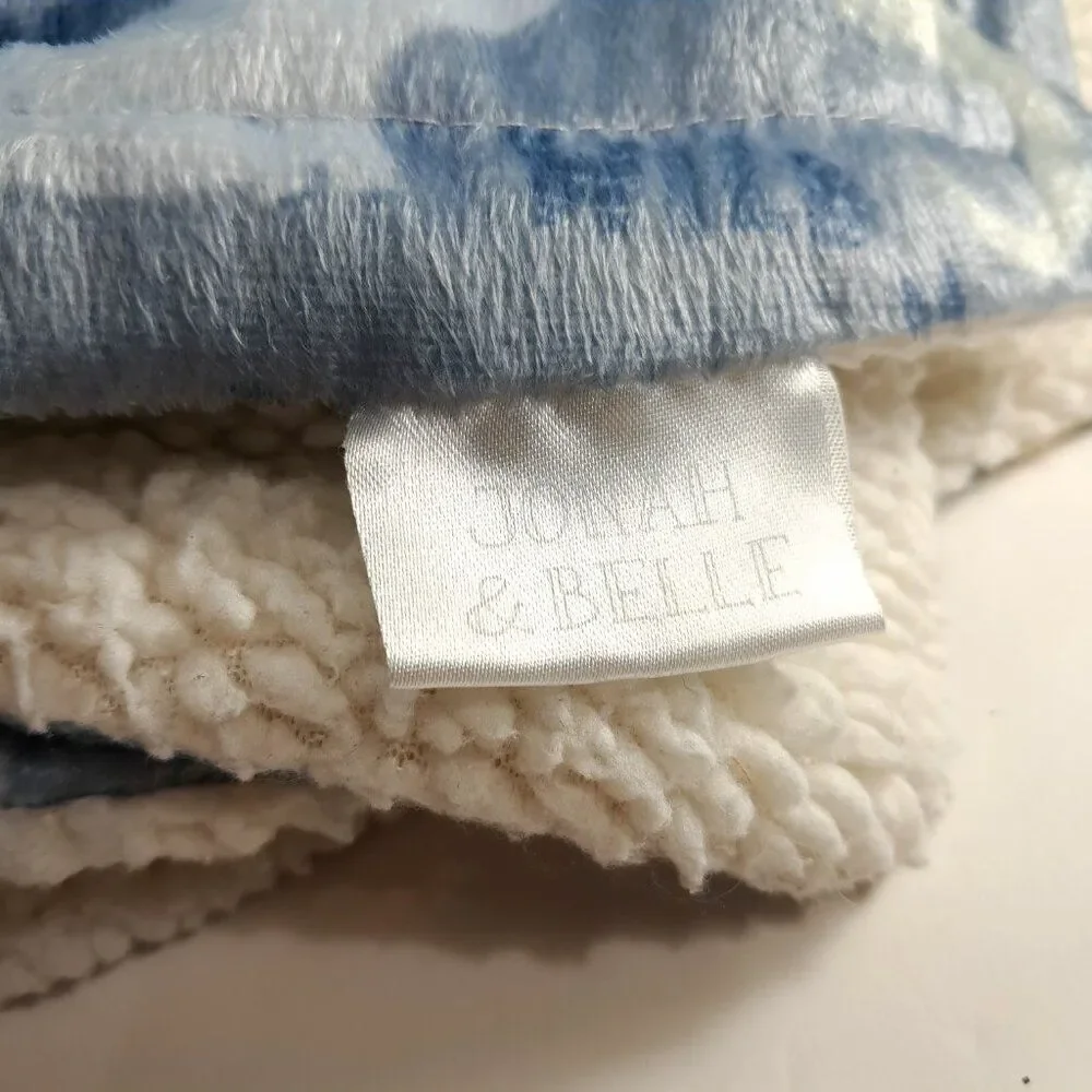 Jonah & Belle Baby Blanket Safari zoo Animals Elephant‎ Giraffe Roar blue sherpa